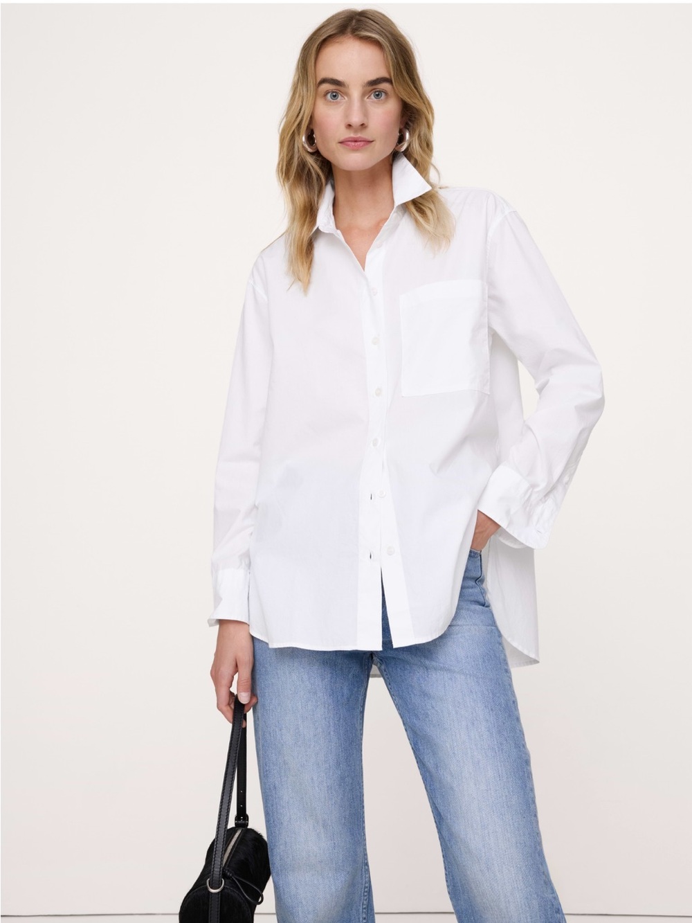 Banana Republic Oversized White Poplin Button-Down Shirt